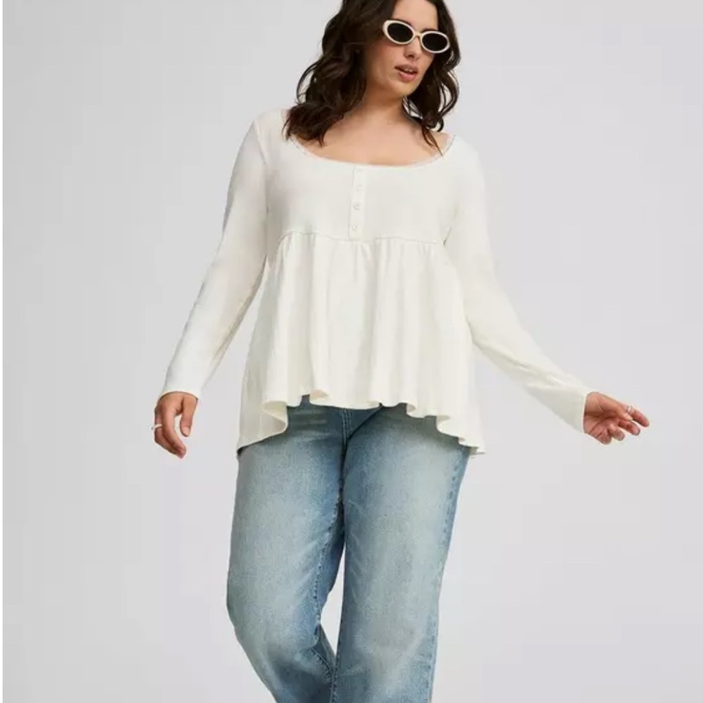 Torrid White Peplum Long Sleeve Blouse - Picture 5 of 5